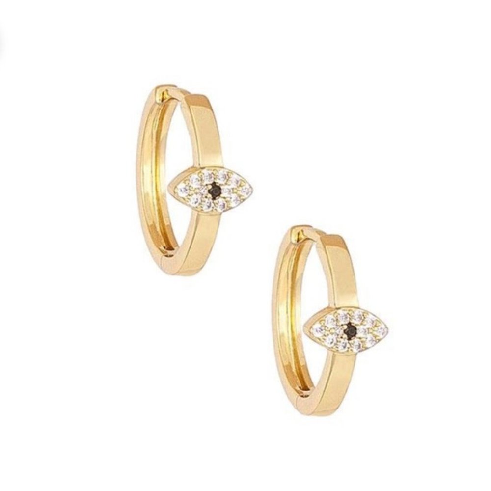 Uncommon James - Evil Eye Huggie Earrings (Gold)